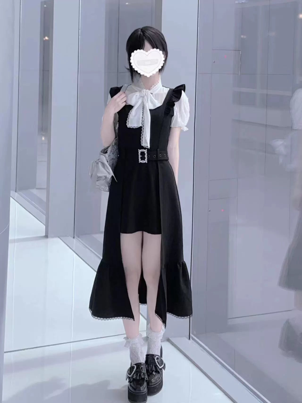Jirai Kei Dress Faux Two-piece Dress Ruffle Irregular Dress 37844:574076