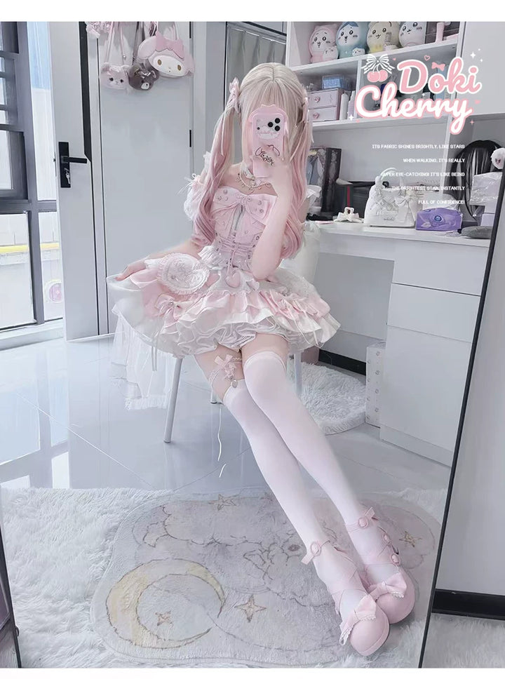 Chika Idol Outfit, Pink Heart-Decorated Top & Skirt 44770:827376