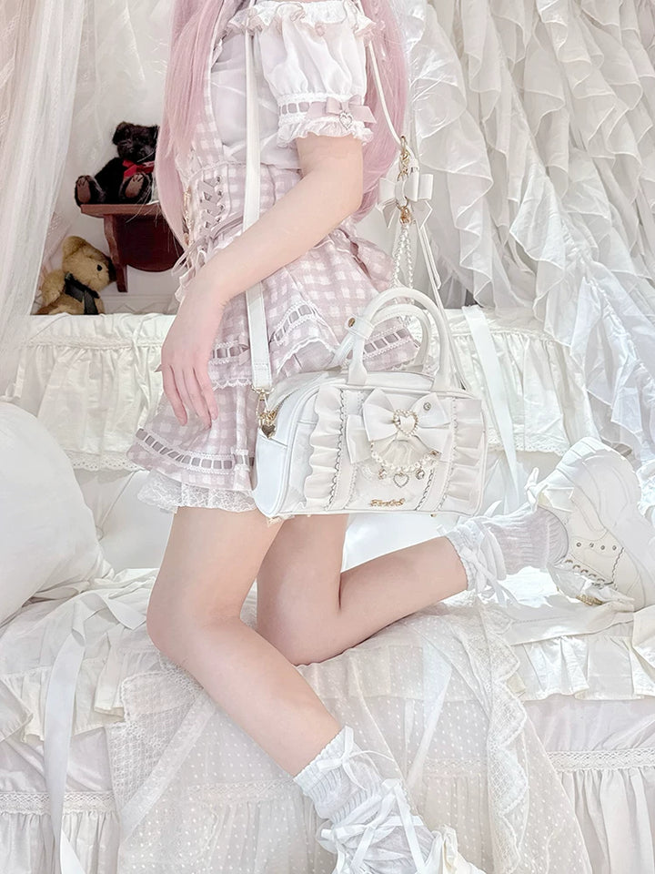 Jirai Kei 2-Way Handbag, Bow-Pearl Side Charm 44558:813617