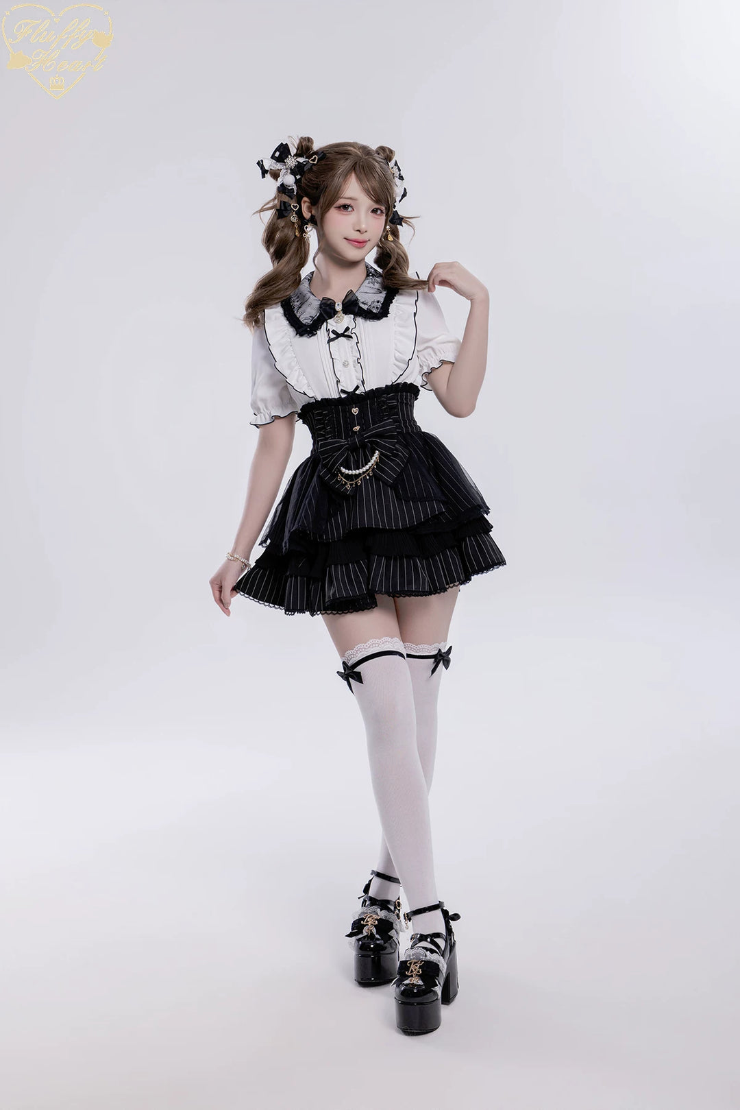 Jirai Kei Lace Collar Blouse, Detachable Sleeves 45226:842192