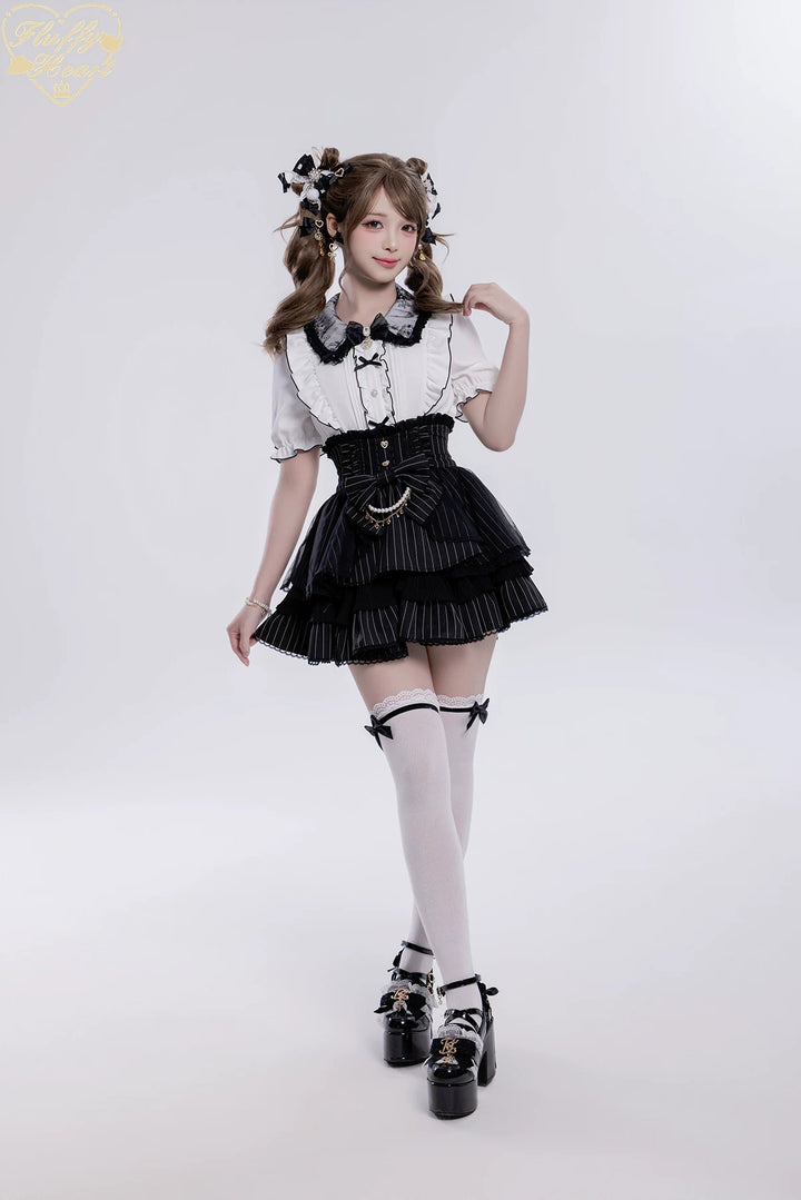 Jirai Kei Lace Collar Blouse, Detachable Sleeves 45226:842192
