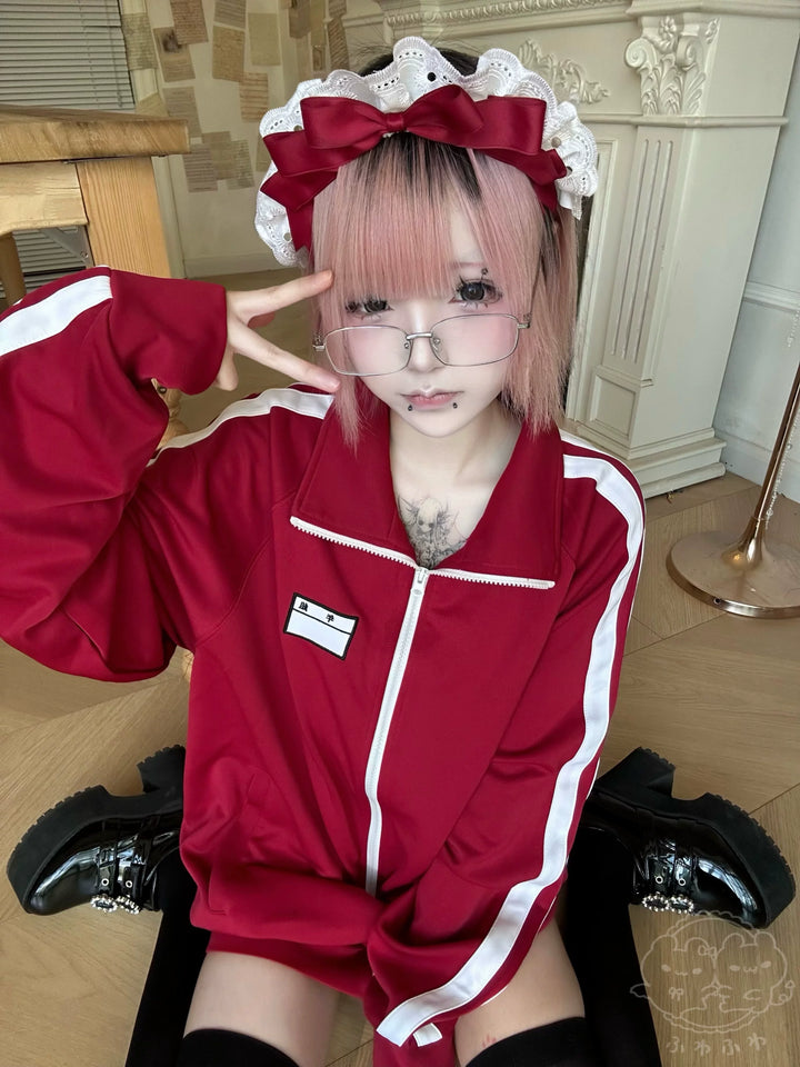 Red and White Jersey Jacket, Comfy Stretch Shorts 44854:824430