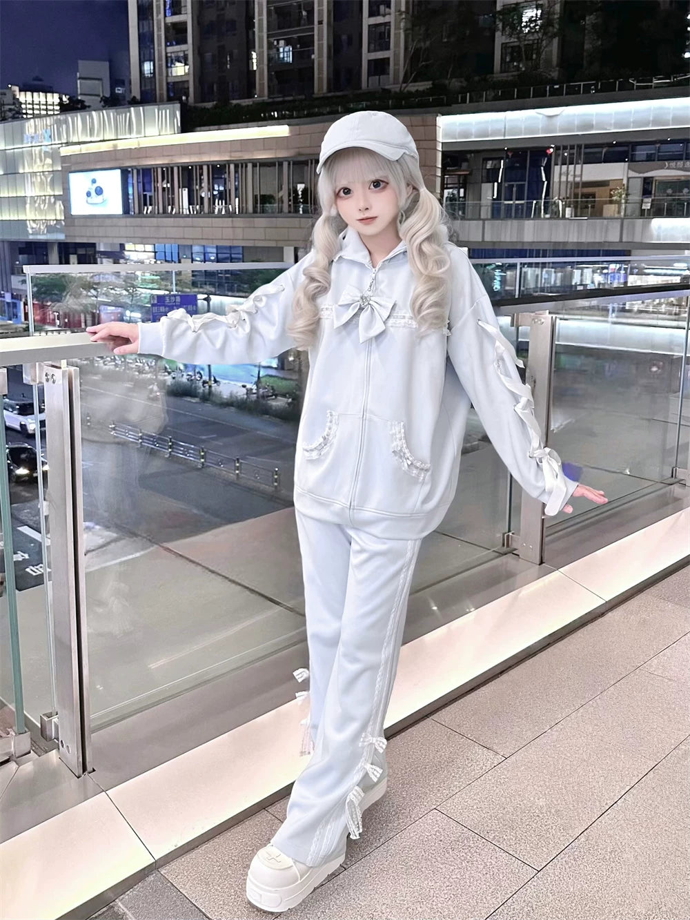 Tenshi Kaiwai Cat Ear Zip-Up Hoodie, Side Lace Pants 45585:856970