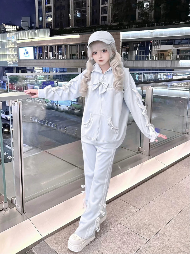 Tenshi Kaiwai Cat Ear Zip-Up Hoodie, Side Lace Pants 45585:856970