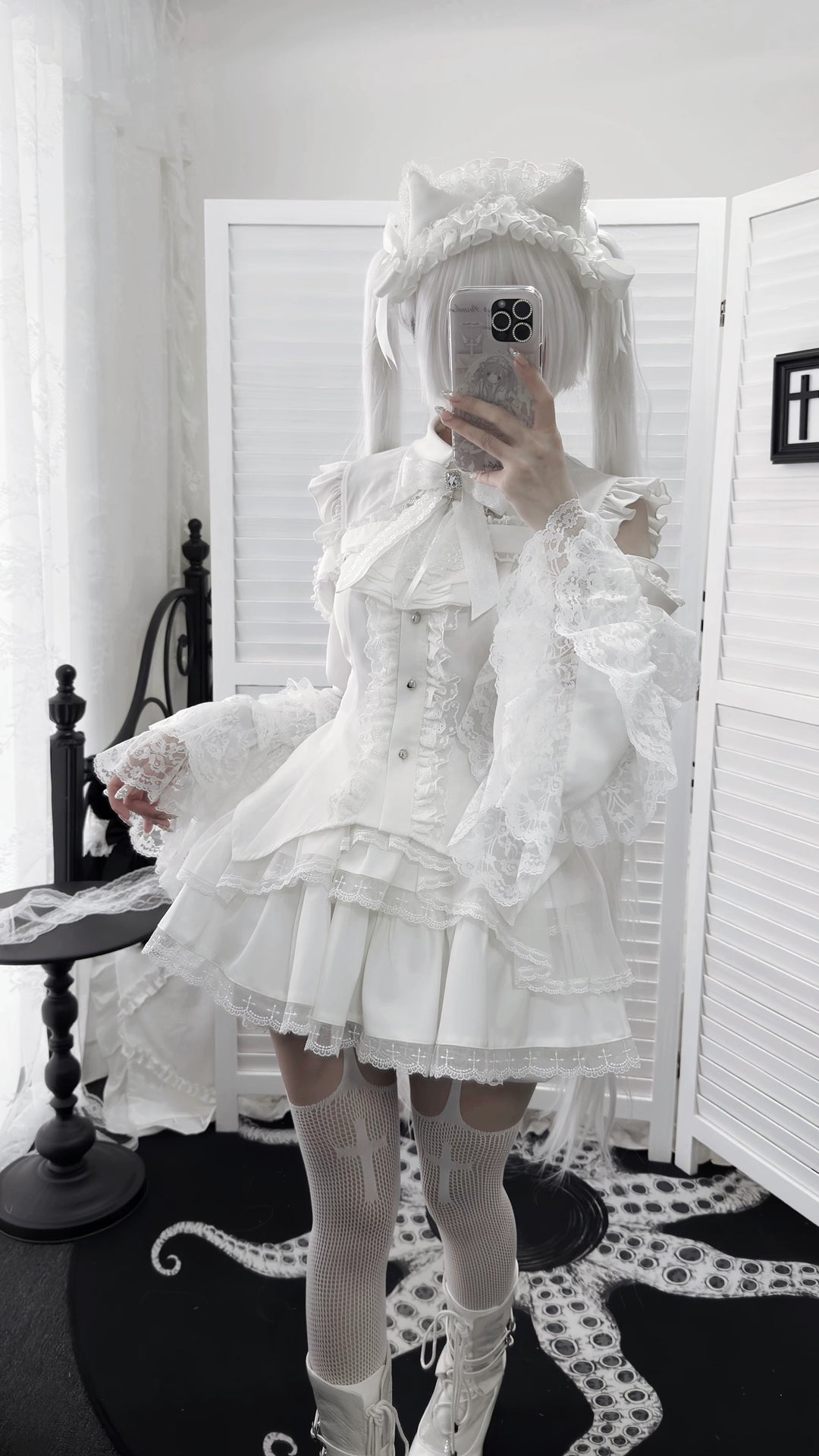 Subculture Hime Sleeve Blouse, Lace Skirt Set 45625:858360