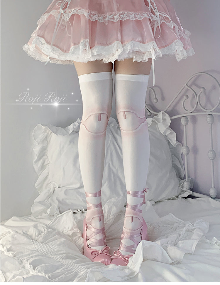 Sweet Lolita Velvet Socks Over-Knee Tights with Jointed Doll Print 42365:747403