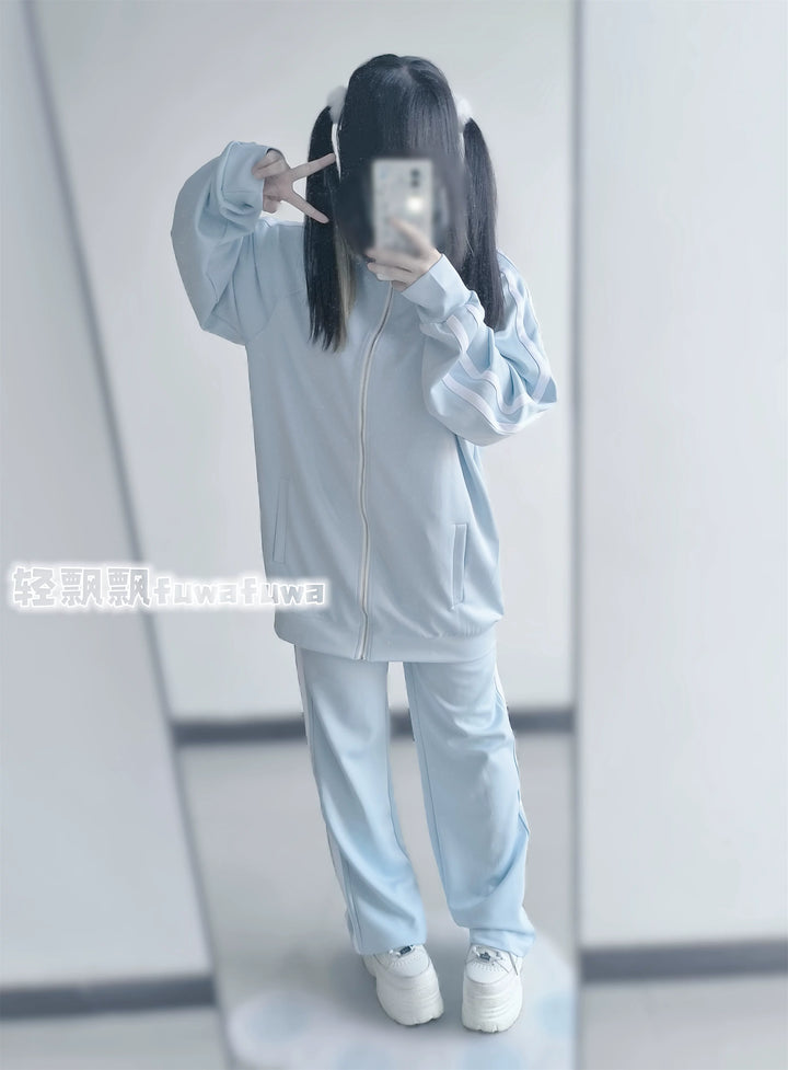 Tenshi Kaiwai Jersey Jacket, Water Blue Pants 44856:825626