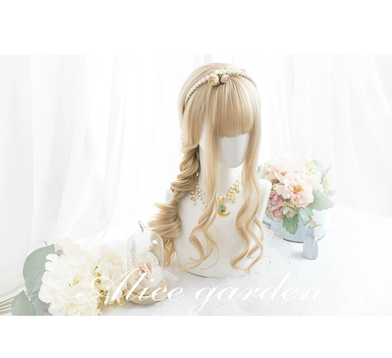 Lolita Wig Curly Wig Pale Yellow Daily Wig 31724:497044 31724:497044