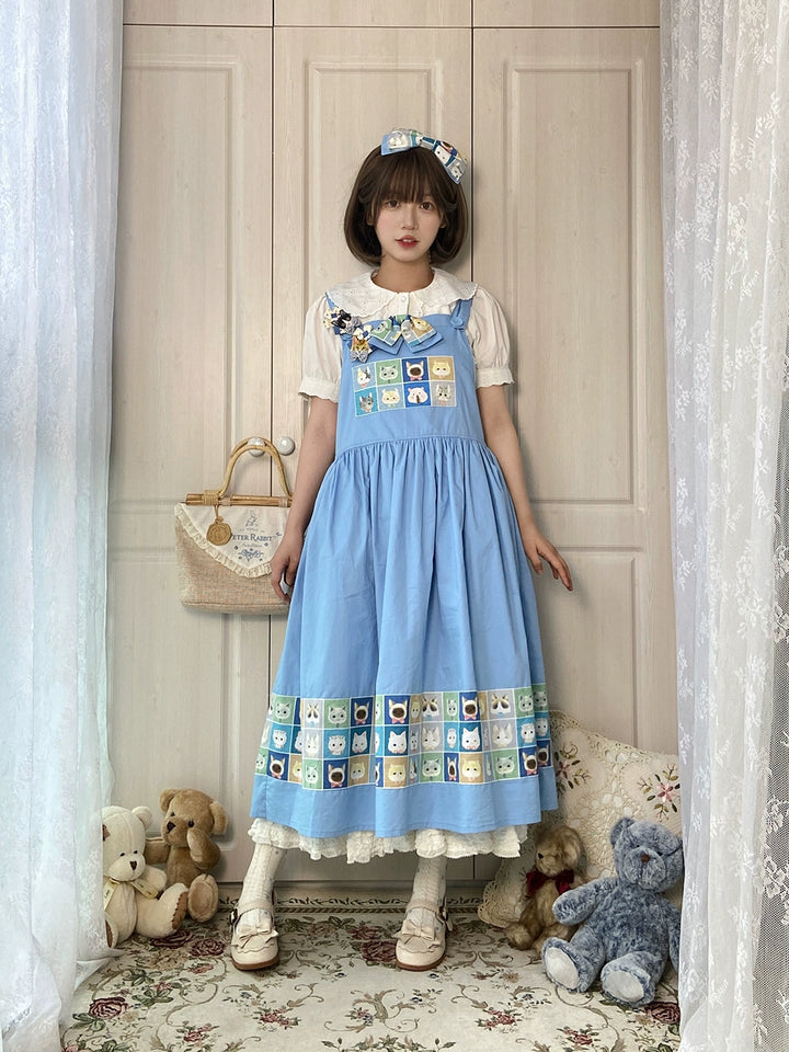 Kawaii Blue Purple Dress Summer Maxi Dress 22666:345040 22666:345040