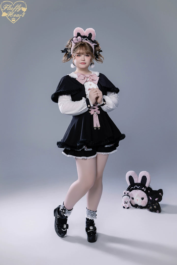 IP Collab Jirai Kei Dress Set, Detachable Fluffy Cape 44146:798046