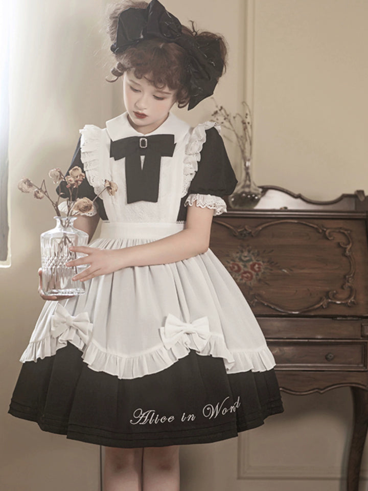 Classic Lolita Dress Short Sleeve Maid-style OP Dress With Apron 36474:562542