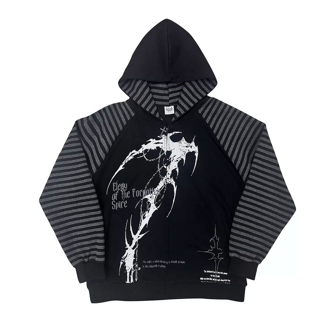 Subculture Hooded Scythe Print Coat, Side Pocket (2XL L M XL) 45269:844174