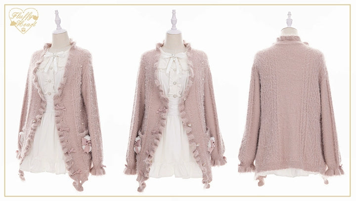 Jirai Kei Cardigan Faux Fur Sweater Long Version Top (Pink / L S) 40662:672010