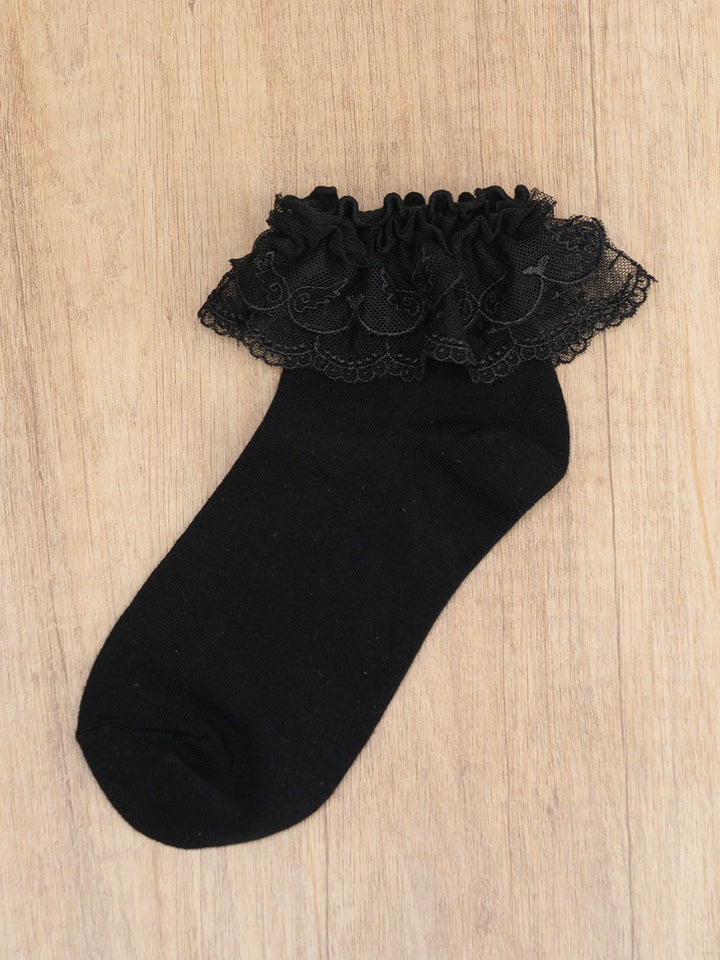 Lolita Socks White Black Socks Wings Cross Lace Socks 33810:447078 33810:447078