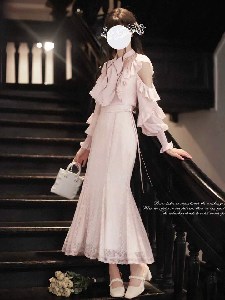 Seiso Kei Chiffon Blouse, Mermaid Skirt 44030:793810