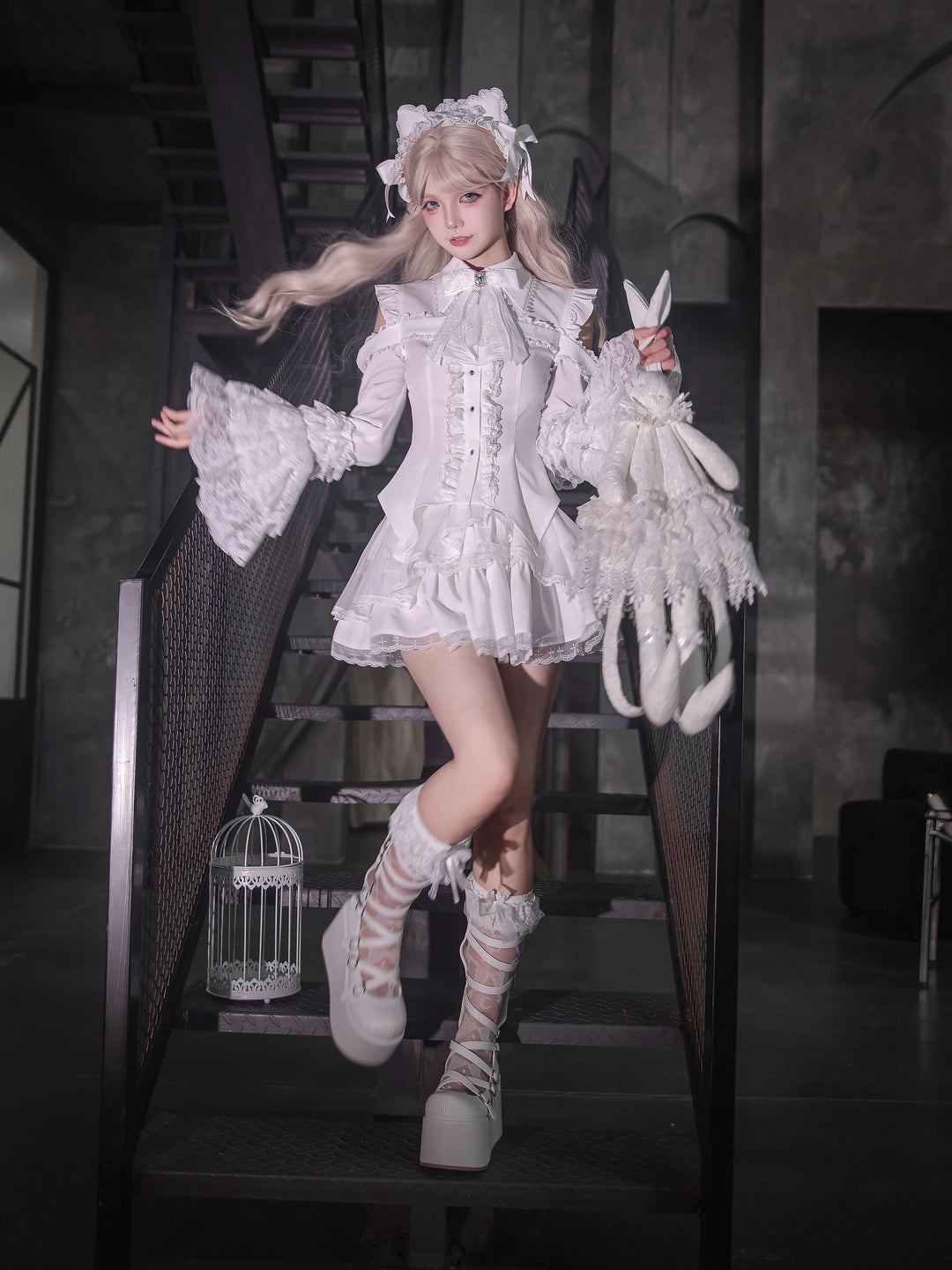 Subculture Hime Sleeve Blouse, Lace Skirt Set 45625:858363