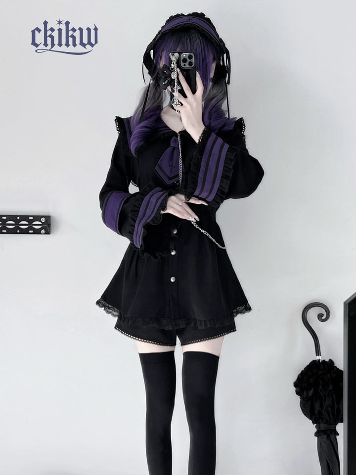 Sailor Collar Jirai Kei Dress Set, Detachable Armband 43864:788480