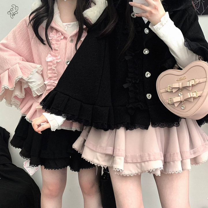 Sweet Style Winter Hooded Cape, Heart Rhinestone 42542:783441
