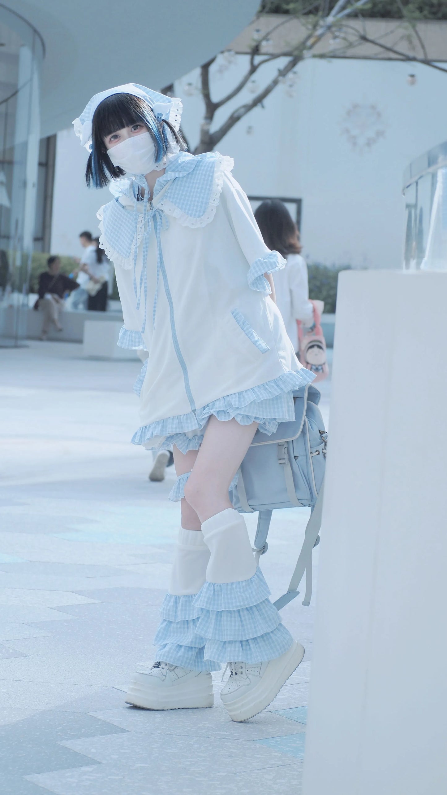 Tenshi Kaiwai Outfit Set Blue Short Sleeve Coat Set 37566:563376
