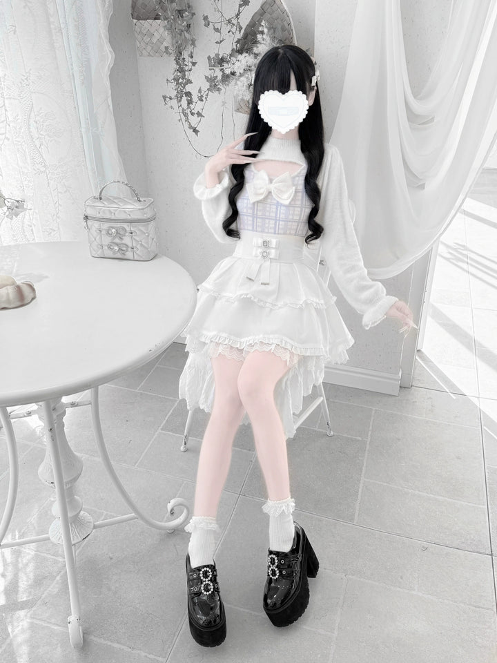 Jirai Kei Chest Cut-Out Sweater, Faux Mink Plush 44155:797191