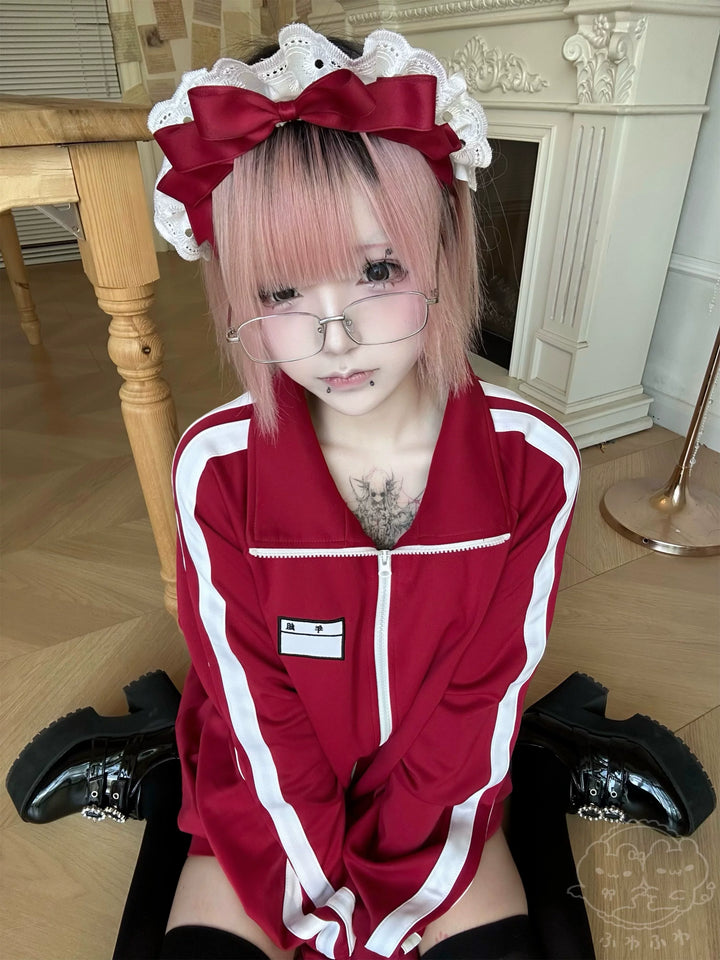 Red and White Jersey Jacket, Comfy Stretch Shorts 44854:824416