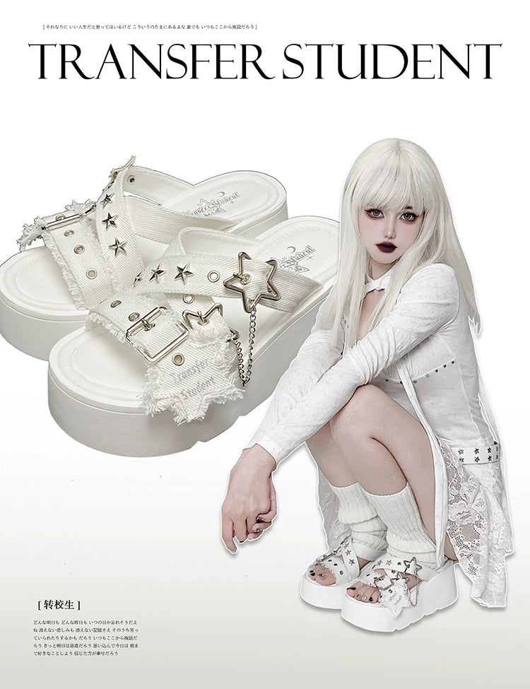 Y2K Shoes Starry Subculture Platform Sandals Punk Shoes 38048:596164