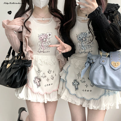 Ryousangata Skirt Lace Cake Skirt And Apron Set 36790:536200