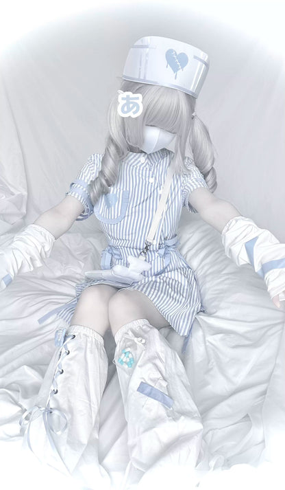 Tenshi Kaiwai Dress Blue Striped Dress Nurse Dress 37860:570966