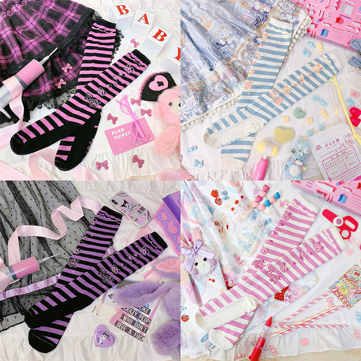 Lolita Striped Knee Socks Japanese Style Woman Socks 31748:367364 31748:367364