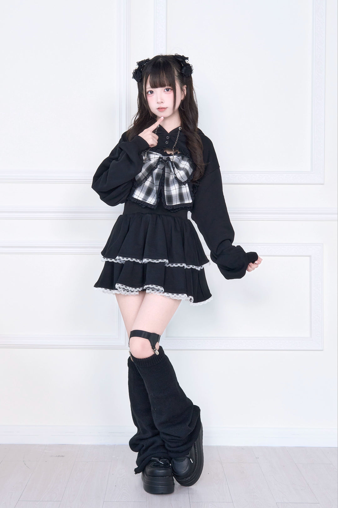 Jirai Kei Hooded Bolero, Camisole With Large Bow 44118:796657