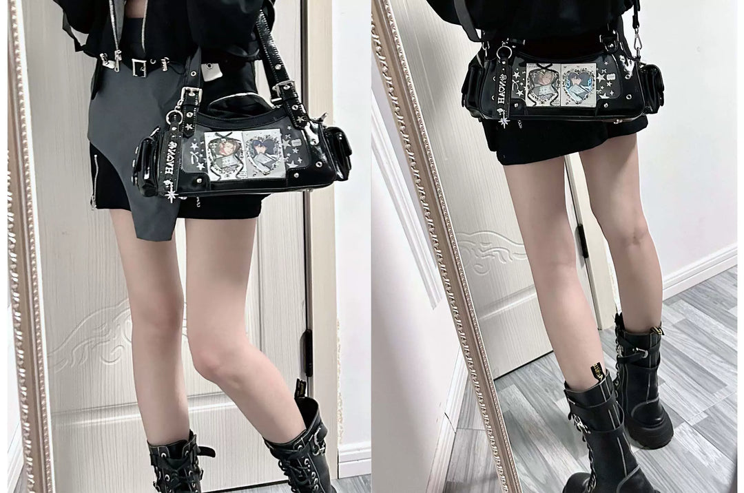 Punk Studded Ita Bag, Clear Window & Star Pouch 45416:847455