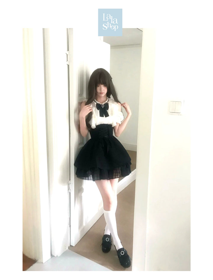 Seiso Kei Open Shoulder Blouse, High Waist Skirt 45344:849376