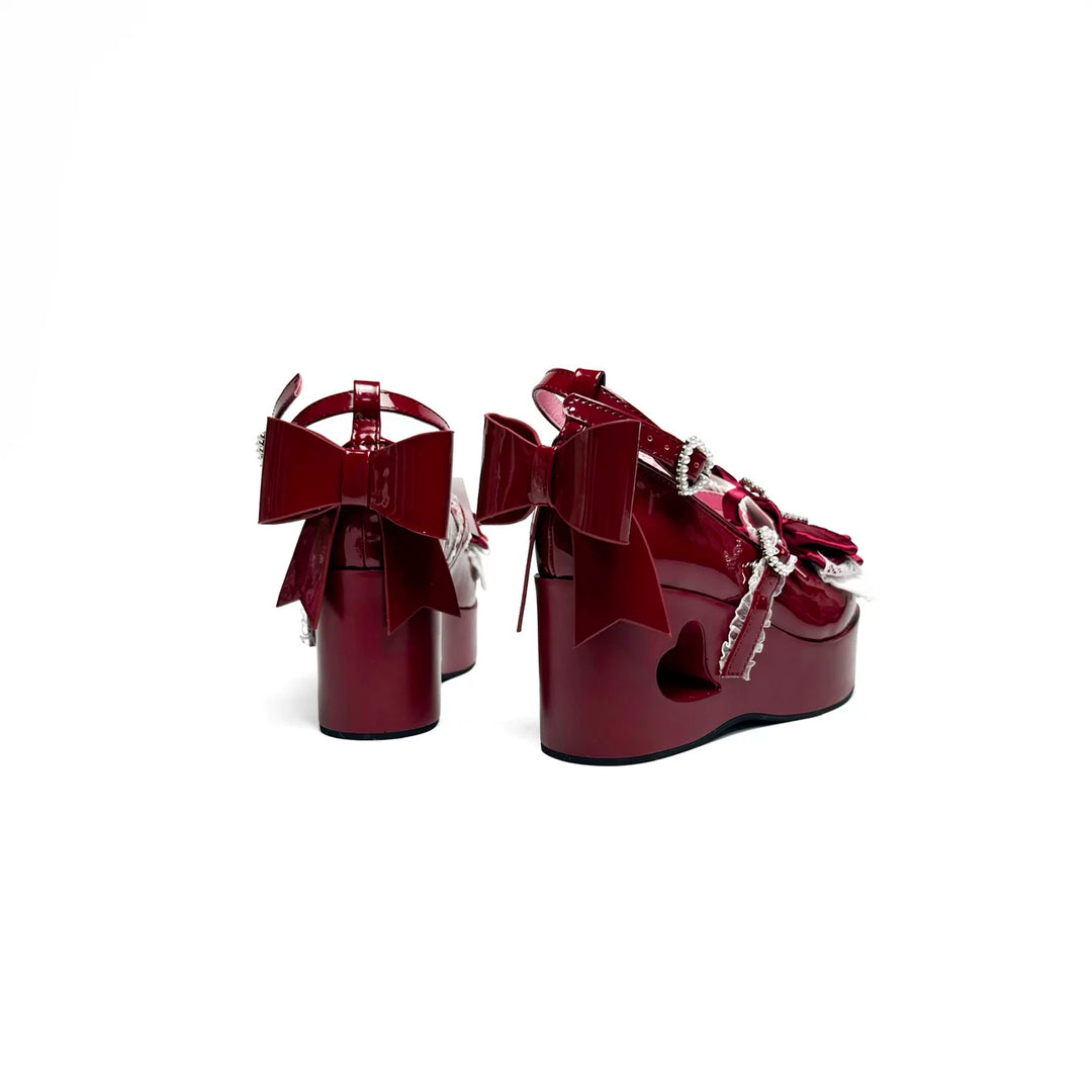 Old School Lolita High Platform Shoes, Heart Hollow Heel 44559:813899