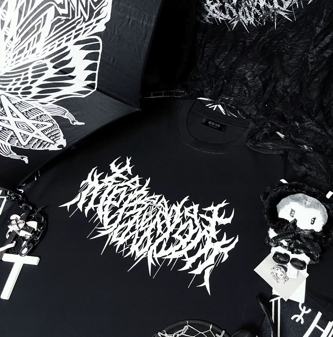 Gothic Cotton T-Shirt, Street-Style Print (L S) 44219:816365