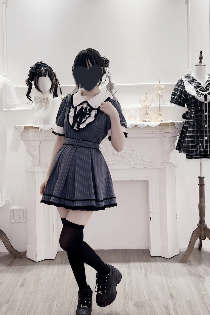 Maid Style Jirai Kei Dress Set, Pocketed Shorts + Apron 43439:778400