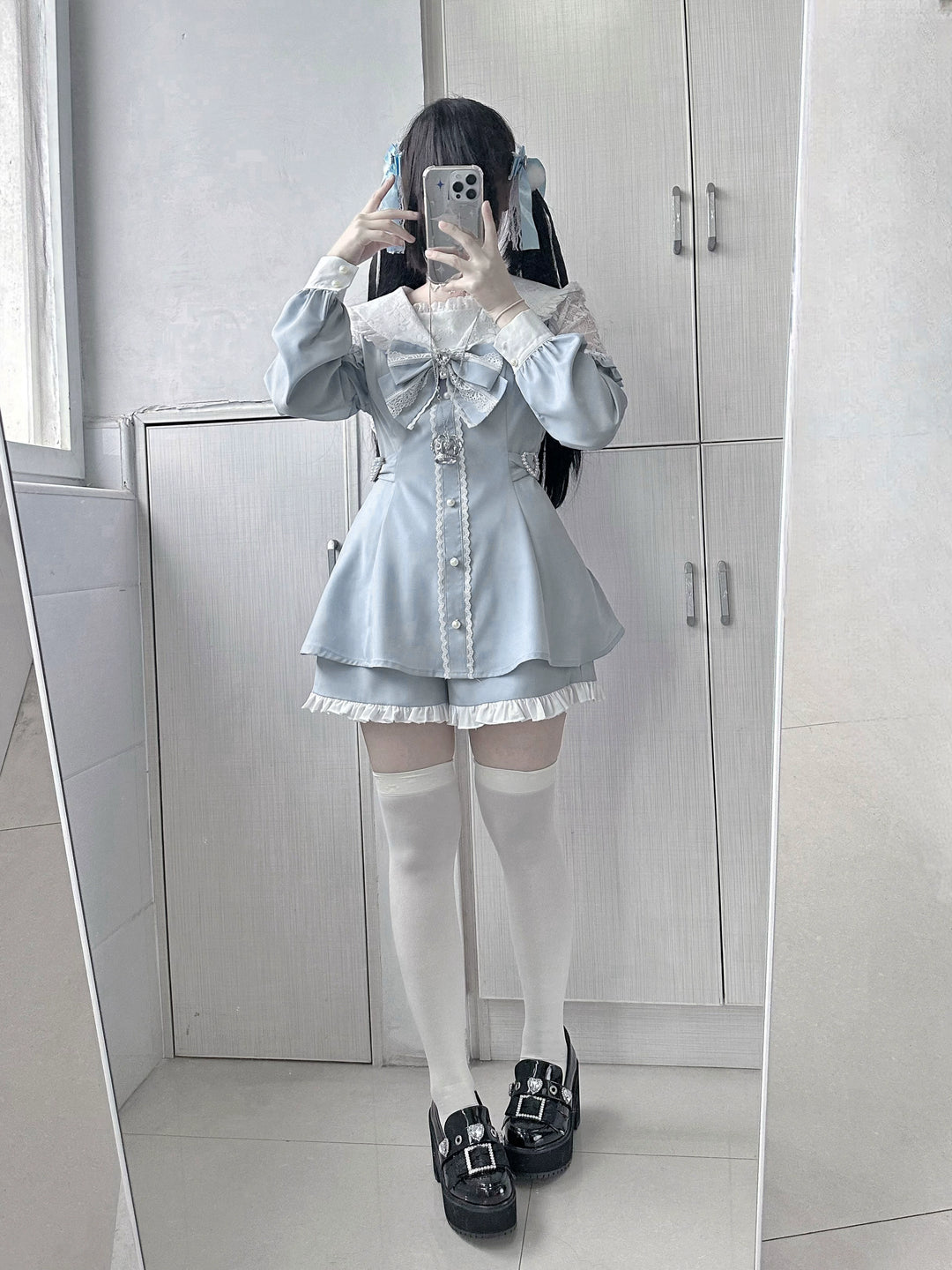 Jirai Kei Dress Set Sailor Collar Long-sleeved Dress 34502:461984