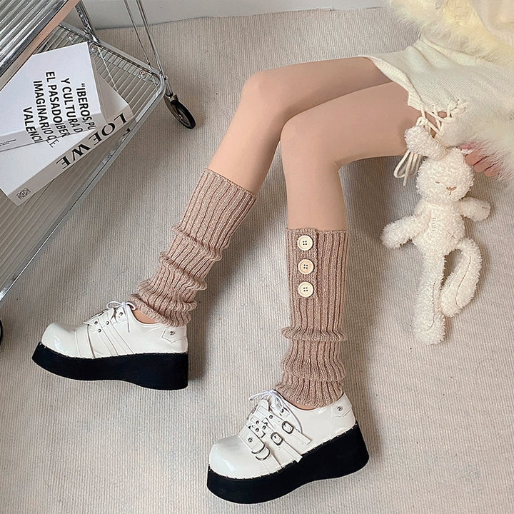 Harajuku Leg Covers Japanese Punk Knit Button Leg Covers 28978:358578 28978:358578