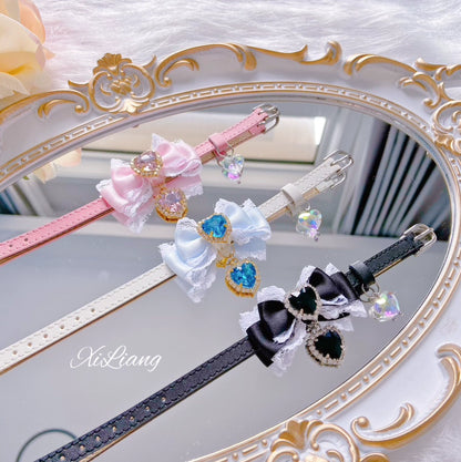 Jirai Kei Handmade Bow Leather Wristband Bracelet Ring Multicolor 28902:327124
