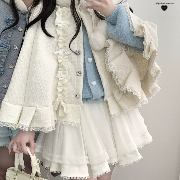 Sweet Style Winter Hooded Cape, Heart Rhinestone 42542:783448