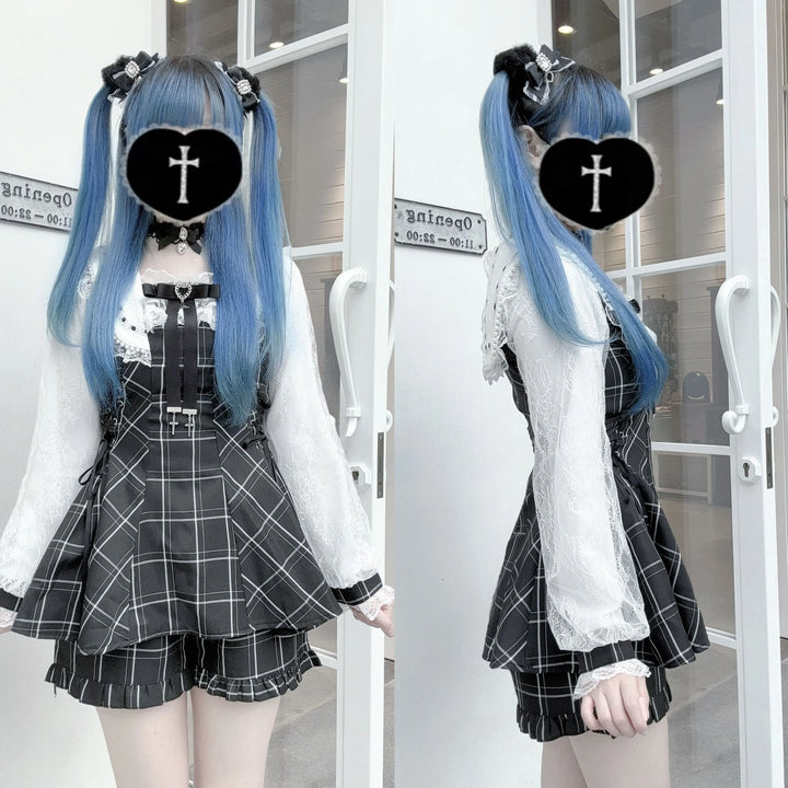 Long-Sleeved Jirai Kei Dress, Pocketed Shorts 43856:787341