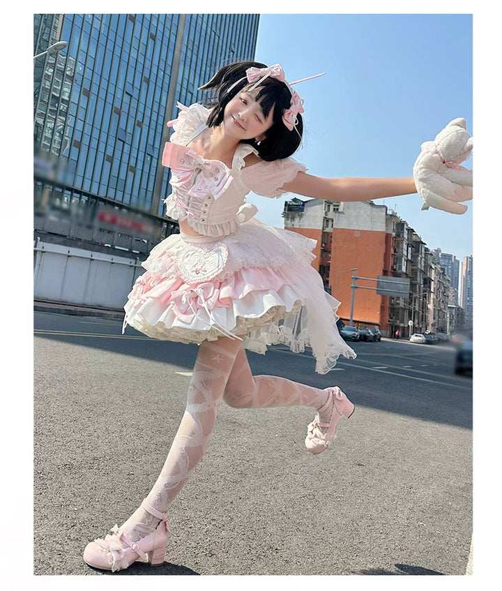 Chika Idol Outfit, Pink Heart-Decorated Top & Skirt 44770:827338