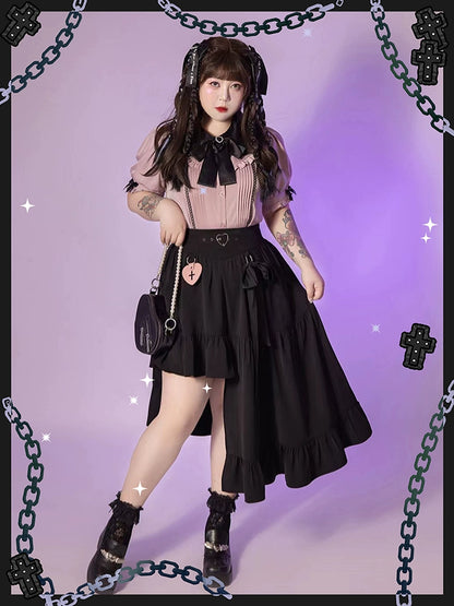 Plus Size Jirai Kei Black Skirts Vests 22052:349476