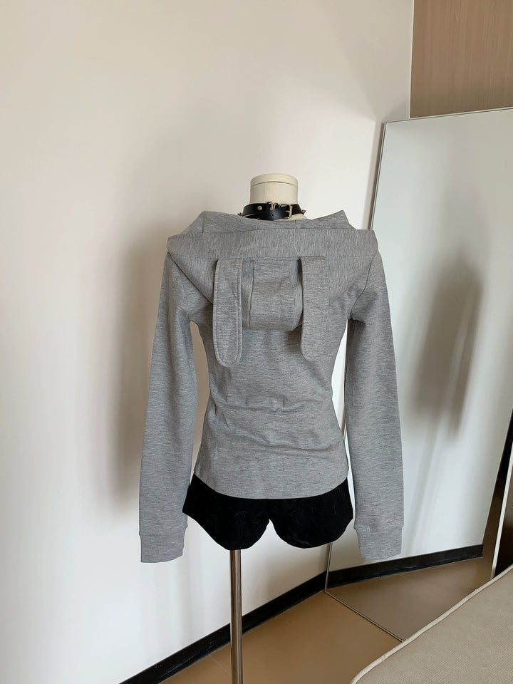 Jirai Kei Hooded Jacket With Bunny Ears & Two-Way Zippers 42899:759118