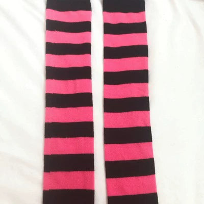 Punk Socks Striped Knee-High Length Socks Multicolor 36518:530302