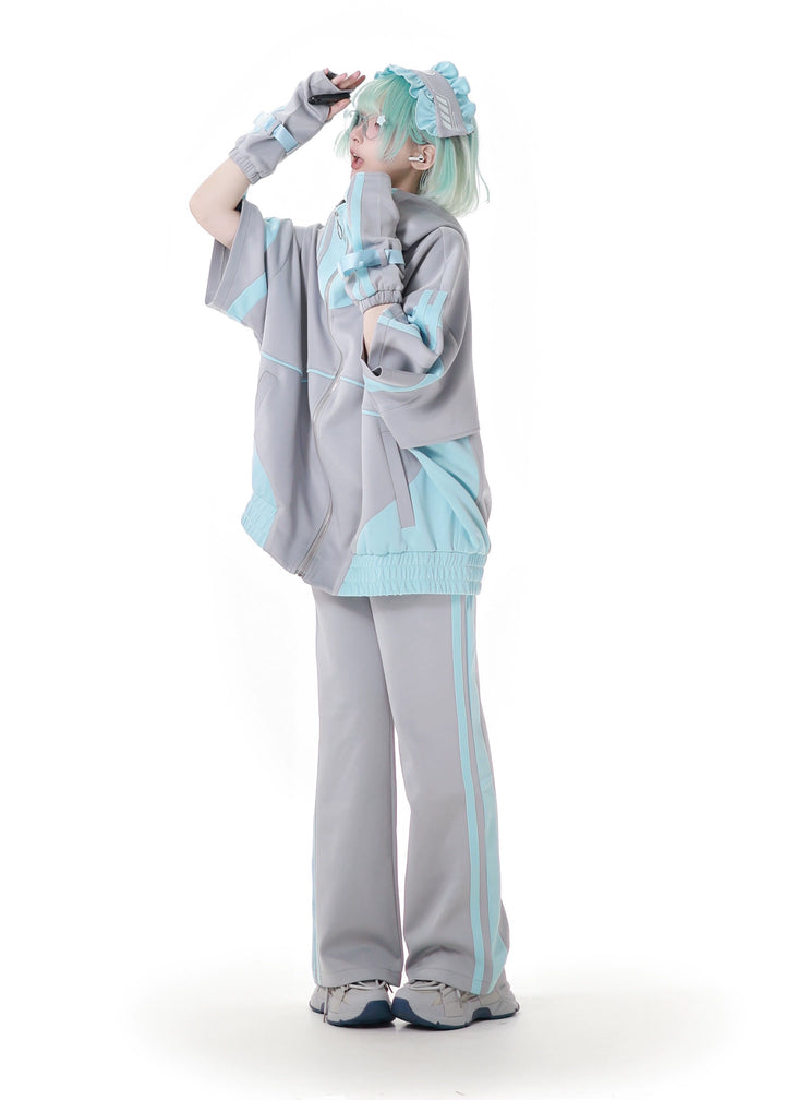 Oversized Short-Sleeved Jirai Kei Jacket Set with Shorts & Pants 42810:764220