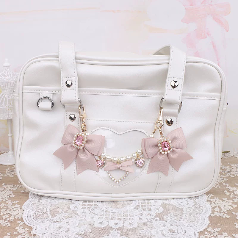 Ryousangata Bag Chain & Bow Charm, Heart-Shaped Rhinestone 45075:839500