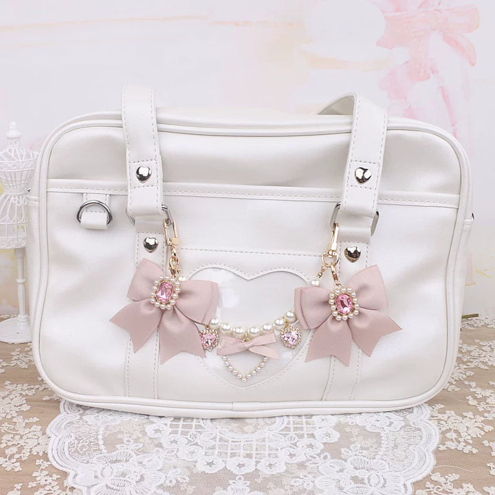 Ryousangata Bag Chain & Bow Charm, Heart-Shaped Rhinestone 45075:839500