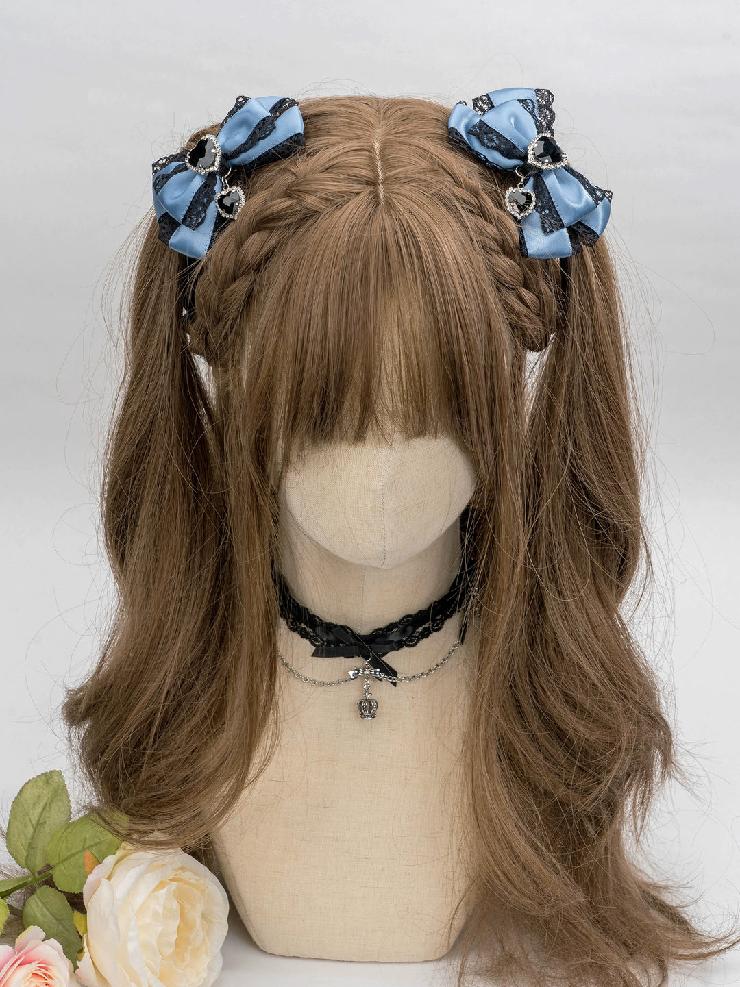 13-Color Jirai Kei Subculture Lace Rhinestone Bow Hair Clip 21590:310904 21590:310904