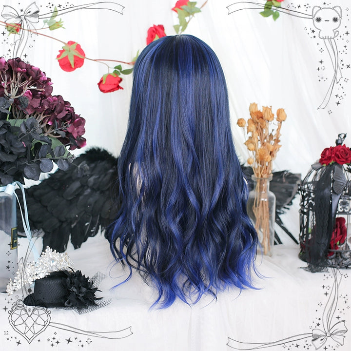 Lolita Wig Blue Black Wig With Big Waves Long Wig 35620:496322 35620:496322