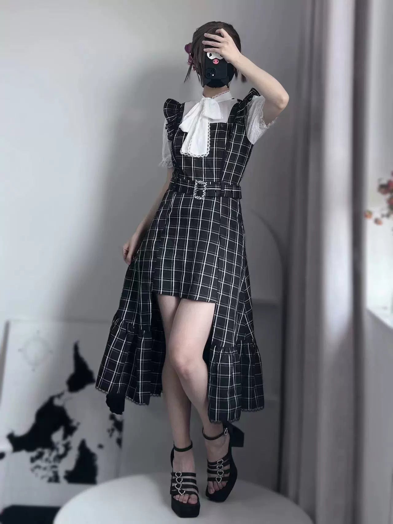 Jirai Kei Dress Faux Two-piece Dress Ruffle Irregular Dress 37844:574052